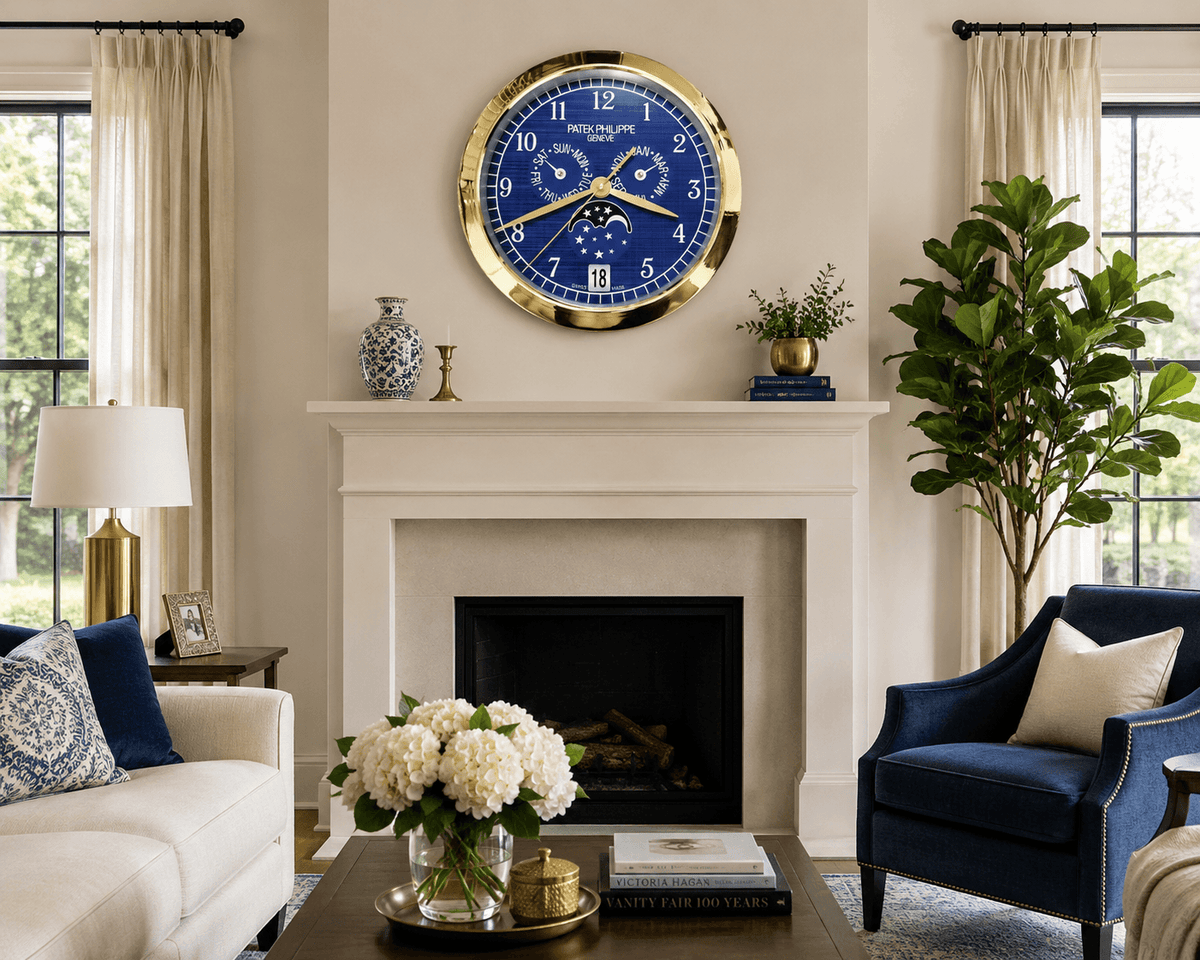 16" Patek Philippe Inspired Haute Horlogerie Wall Clock – Dual Subdial Moonphase & Date Edition