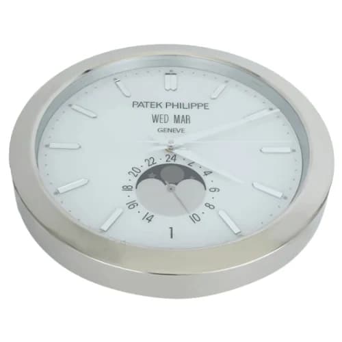 16" Patek Philippe Inspired Haute Horlogerie Wall Clock – Pure White Moonphase Dial (Gold & Silver Editions)