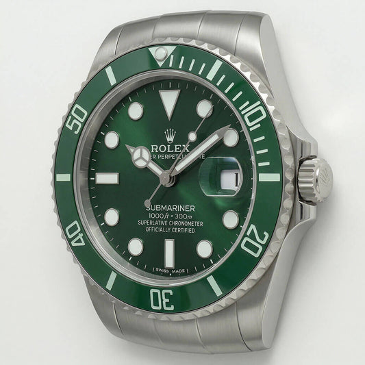 Submariner Style Wall Clock – Classic “Hulk” Green & Silver Edition