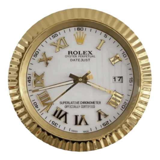 プレジデンシャルスタイル 高級壁掛け時計 - ゴールドとホワイト 2 - Primeclocks