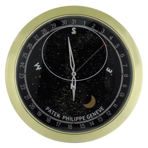 16" Patek Philippe Inspired Haute Horlogerie Wall Clock – Celestial Sky Chart & Moonphase Dial