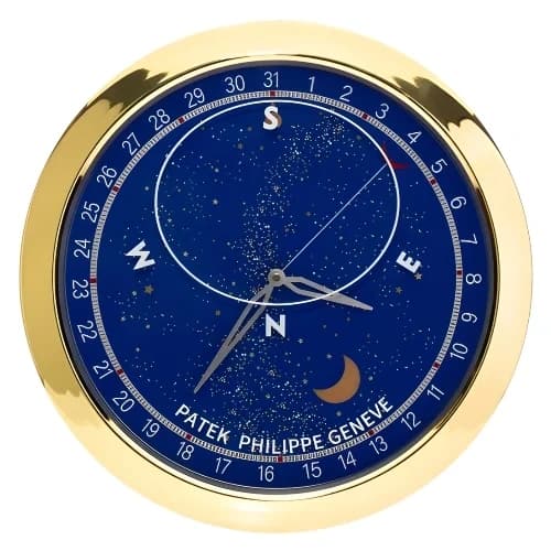 16" Patek Philippe Inspired Haute Horlogerie Wall Clock – Celestial Sky Chart & Moonphase Dial