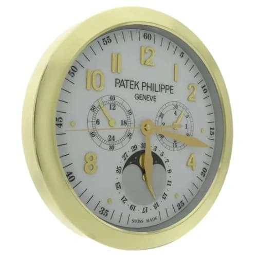16" Patek Philippe Inspired Haute Horlogerie Wall Clock – Classic White Dial with Gold Numerals (Gold & Silver Cases)