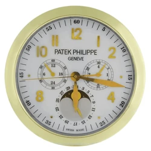 16" Patek Philippe Inspired Haute Horlogerie Wall Clock – Classic White Dial with Gold Numerals (Gold & Silver Cases)