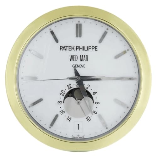 16" Patek Philippe Inspired Haute Horlogerie Wall Clock – Pure White Moonphase Dial (Gold & Silver Editions)