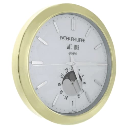 16" Patek Philippe Inspired Haute Horlogerie Wall Clock – Pure White Moonphase Dial (Gold & Silver Editions)