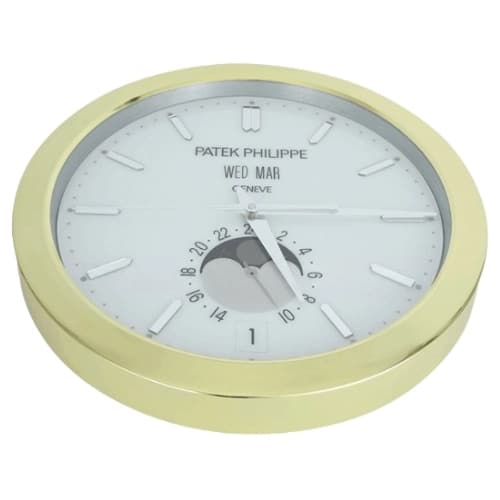 16" Patek Philippe Inspired Haute Horlogerie Wall Clock – Pure White Moonphase Dial (Gold & Silver Editions)