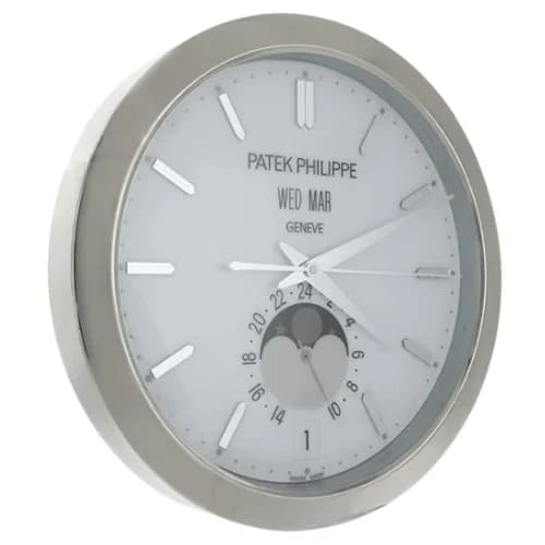 16" Patek Philippe Inspired Haute Horlogerie Wall Clock – Pure White Moonphase Dial (Gold & Silver Editions)
