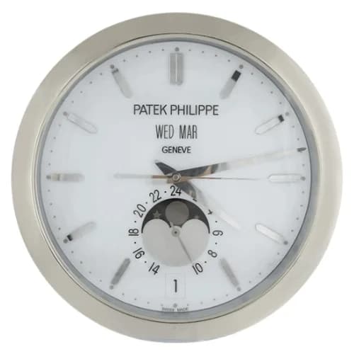 16" Patek Philippe Inspired Haute Horlogerie Wall Clock – Pure White Moonphase Dial (Gold & Silver Editions)