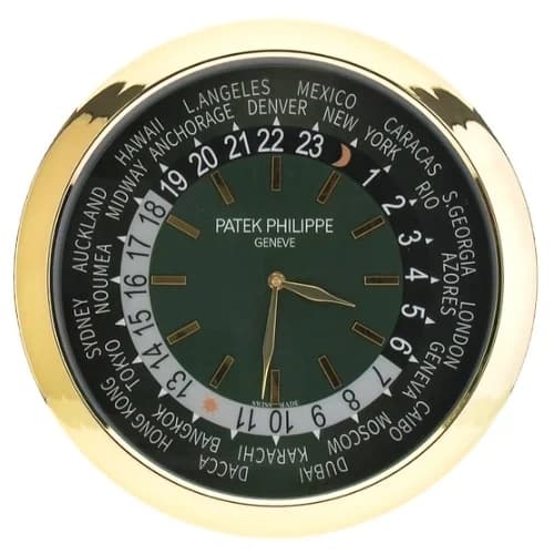 XXL Size Patek Philippe Inspired Haute Horlogerie Wall Clock – 24-Timezone World Time Dial (Polished Gold Casing)
