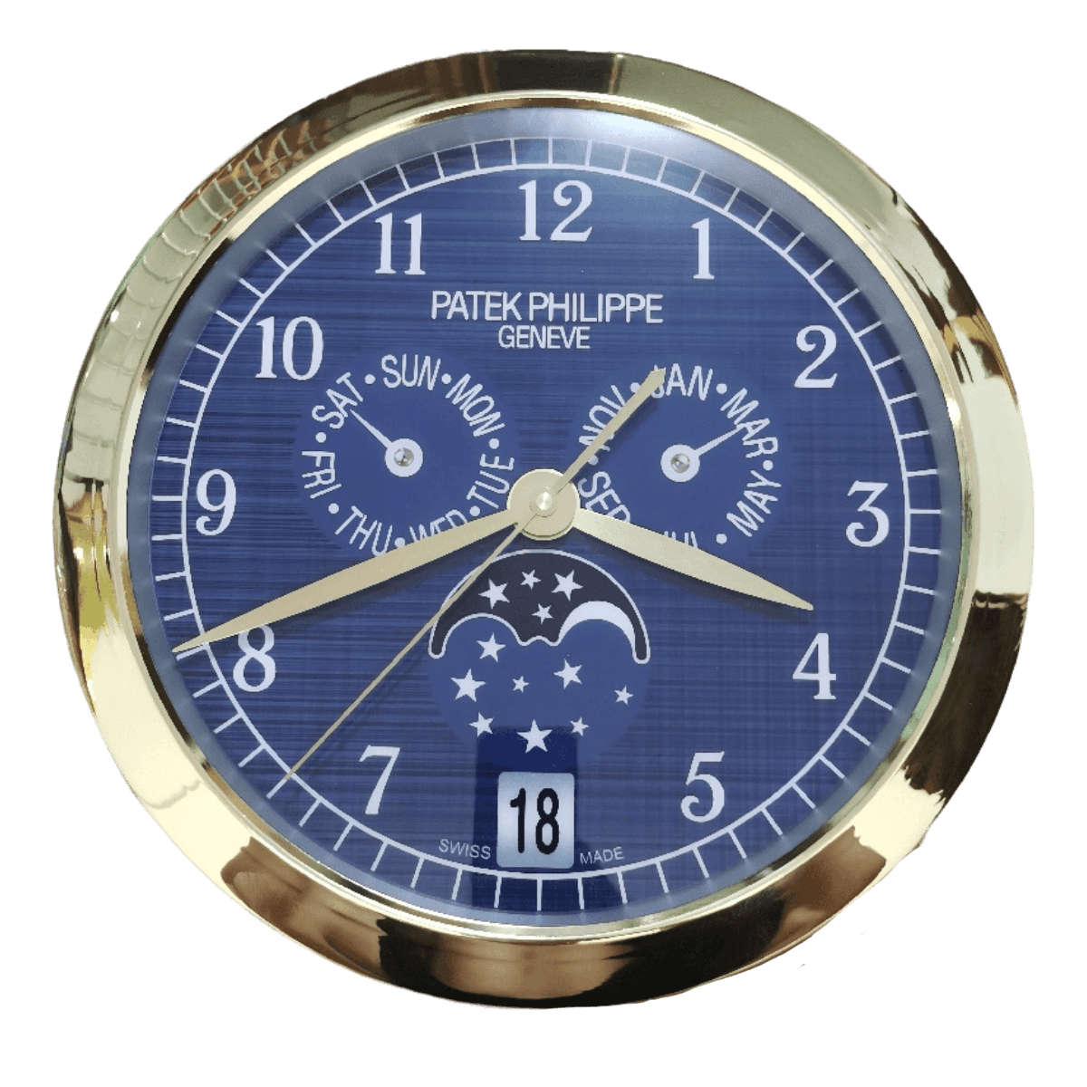 16" Patek Philippe Inspired Haute Horlogerie Wall Clock – Dual Subdial Moonphase & Date Edition