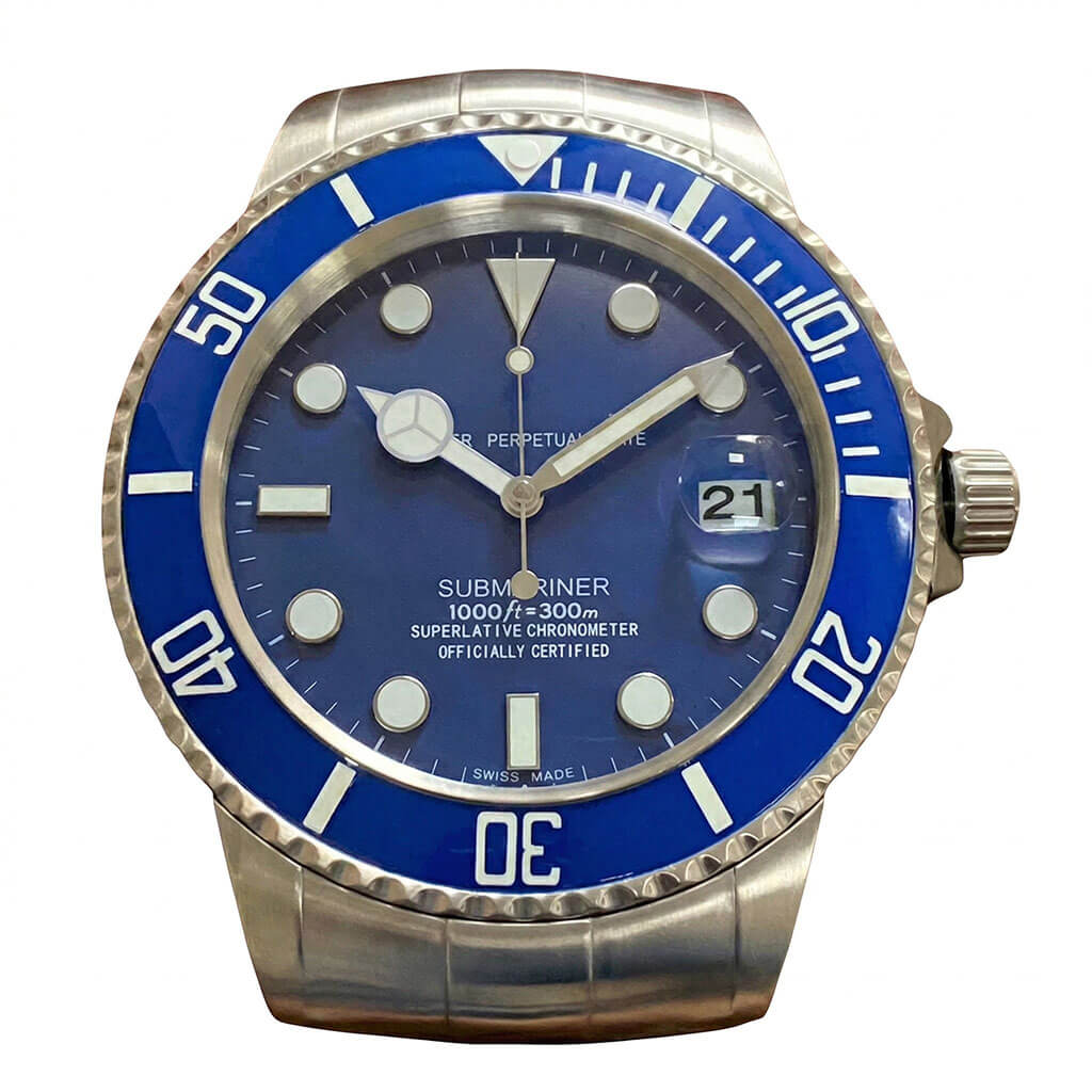 Submariner Style Wall Clock – Classic “Smurf” Royal Blue Edition