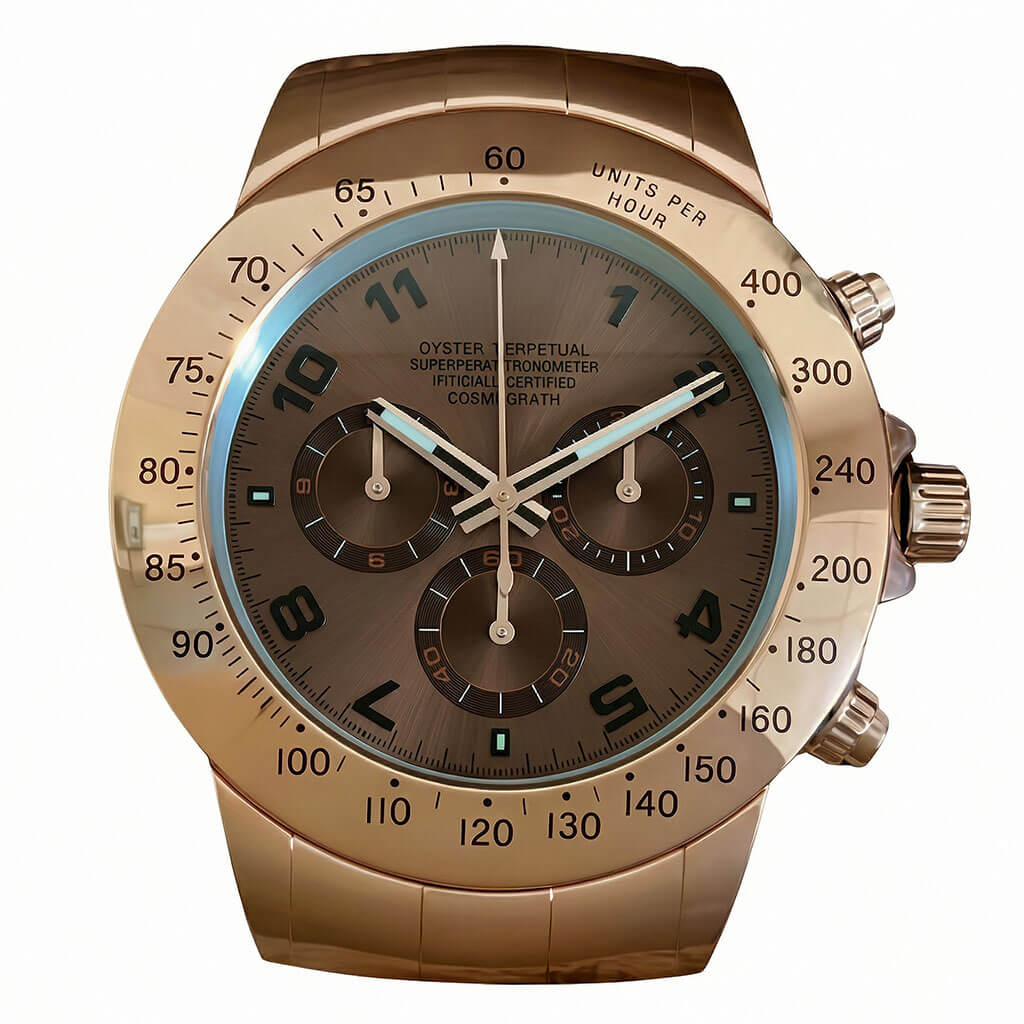 Daytona Style Wall Clock – Prestigious Rose Gold & Brown Edition