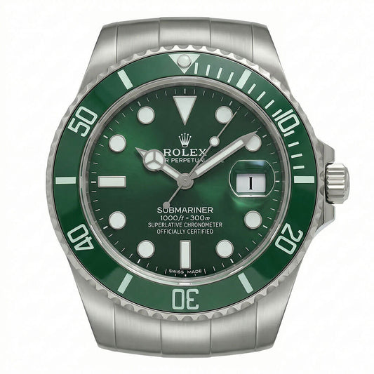 Submariner Style Wall Clock – Classic “Hulk” Green & Silver Edition