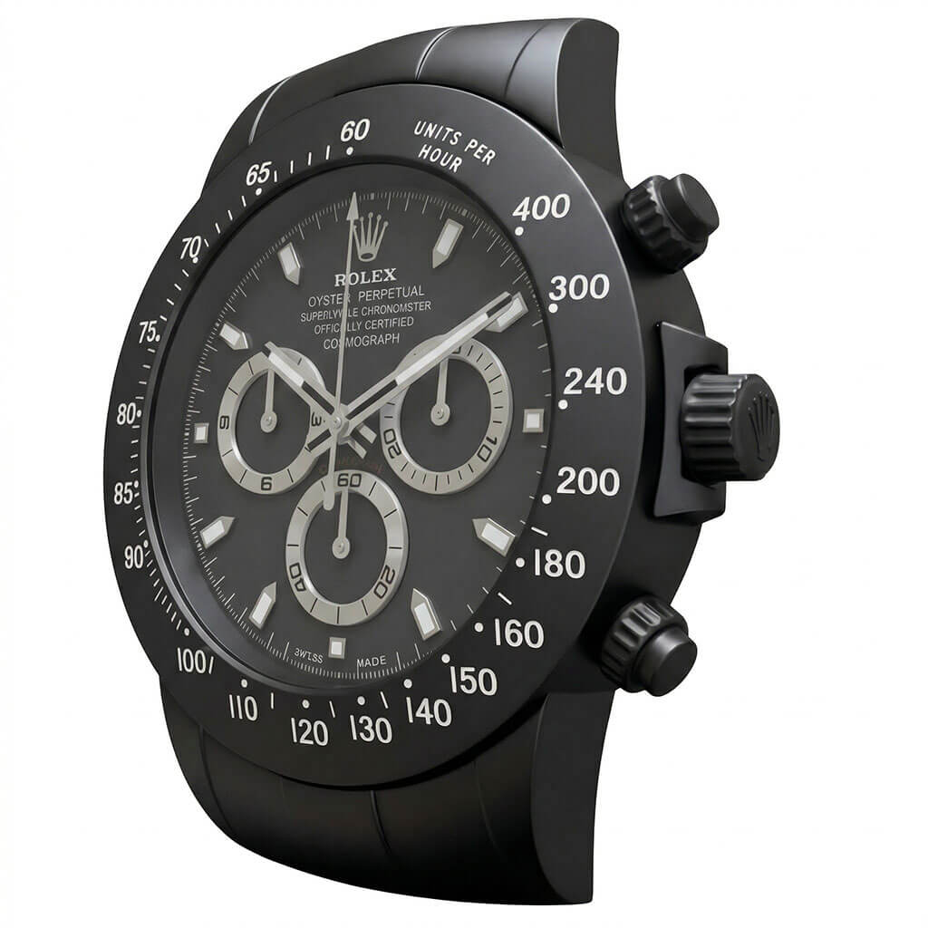 Daytona Style Wall Clock – Obsidian Black “Stealth” Edition