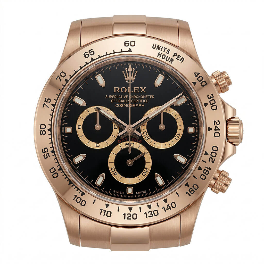 Daytona Style Wall Clock – Prestigious Rose Gold & Black Edition