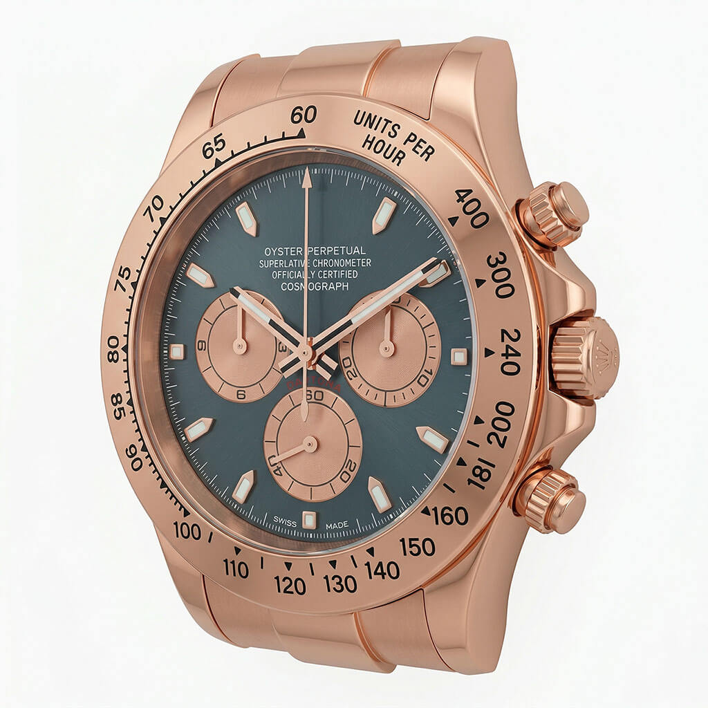 Daytona Style Wall Clock – Prestigious Rose Gold & Black