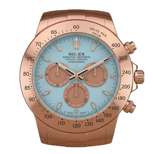 Daytona Style Wall Clock – Prestigious Rose Gold & White Edition