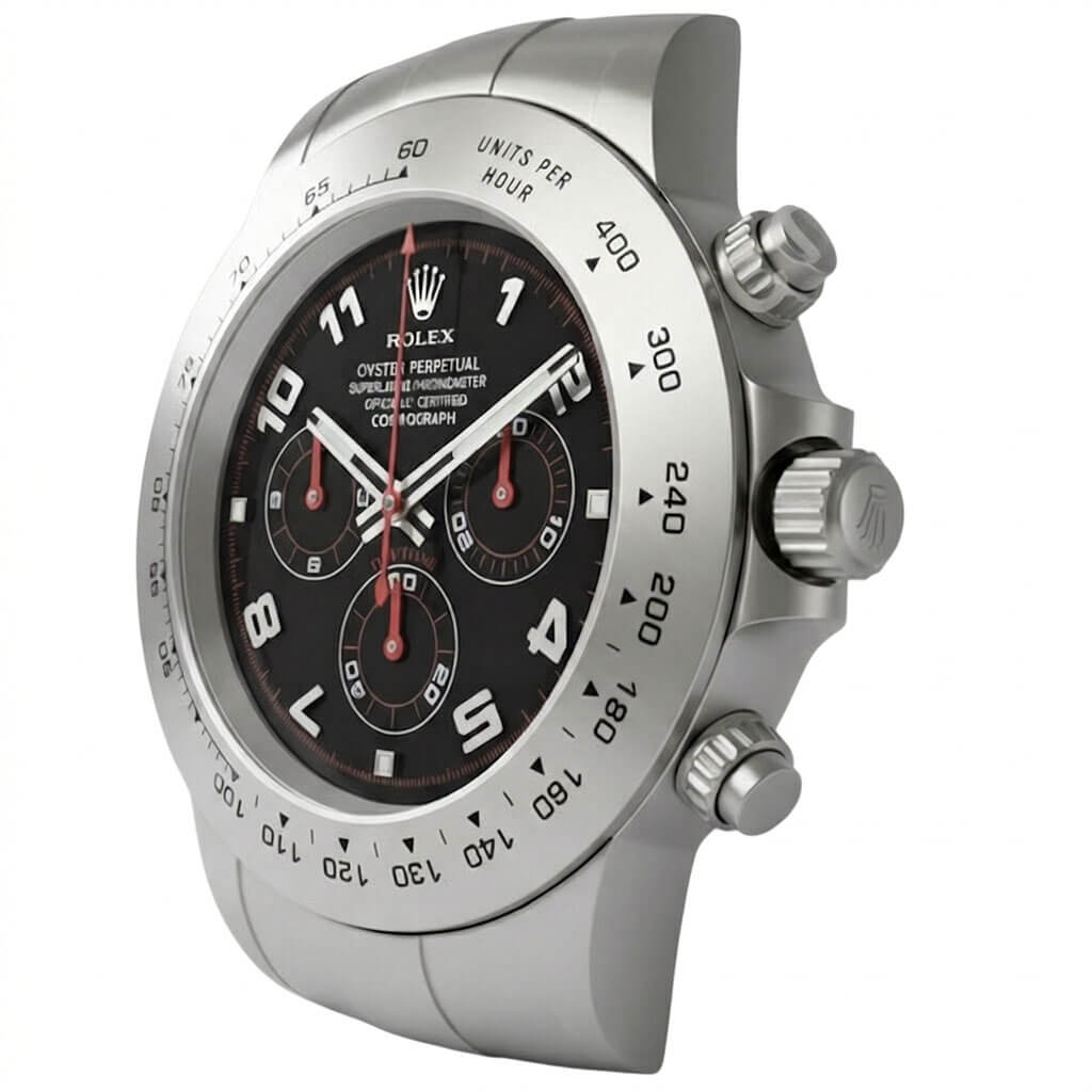 Daytona Style Wall Clock – Classic Silver & Black-Red “Cosmograph” Edition