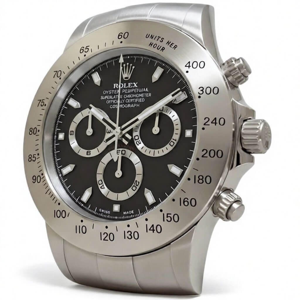 Daytona Style Wall Clock – Classic Silver & Black “Cosmograph” Edition