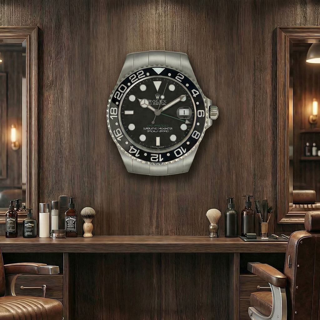 GMT Master 2 Style Wall Clock – Classic Silver & Black Edition