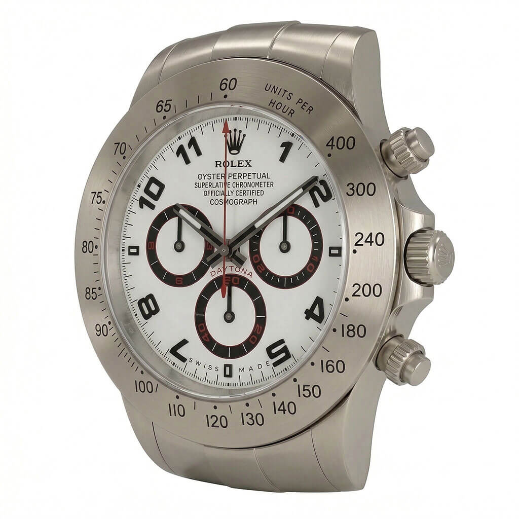 Daytona Style Wall Clock – Classic Silver & White-Black “Panda” Edition