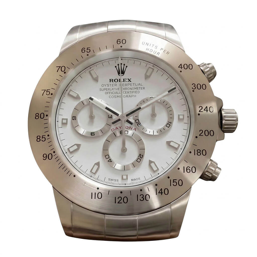 Daytona Style Wall Clock – Classic Silver & White “Cosmograph” Edition