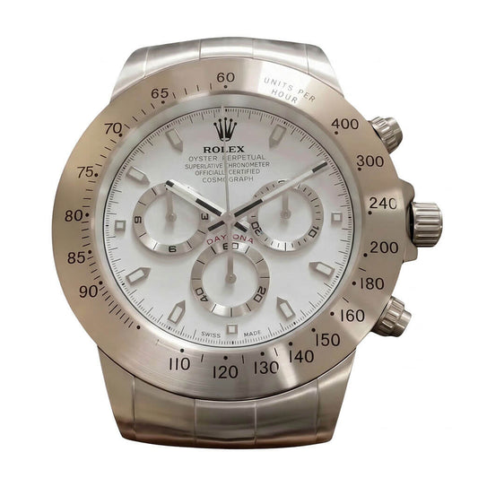 Daytona Style Wall Clock – Classic Silver & White “Cosmograph” Edition