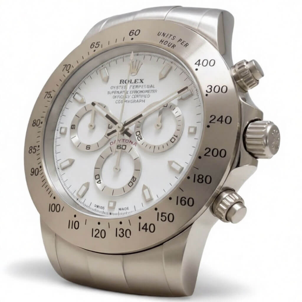 Daytona Style Wall Clock – Classic Silver & White “Cosmograph” Edition