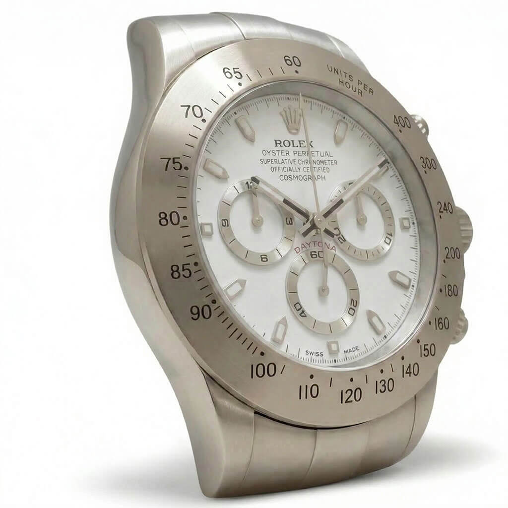 Daytona Style Wall Clock – Classic Silver & White “Cosmograph” Edition