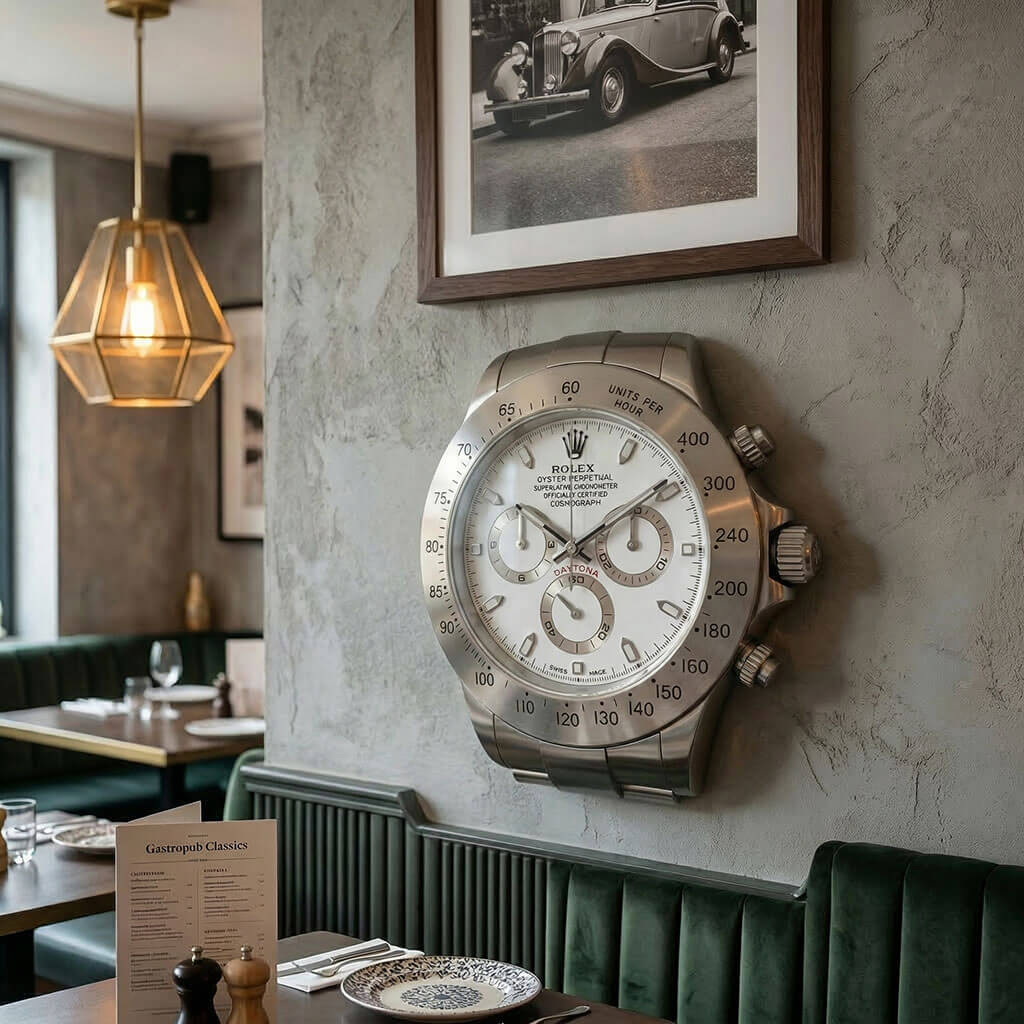Daytona Style Wall Clock – Classic Silver & White “Cosmograph” Edition