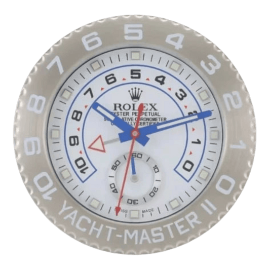 ヨットマスターII スタイル 高級壁掛け時計 - ホワイト＆ホワイト - Primeclocks