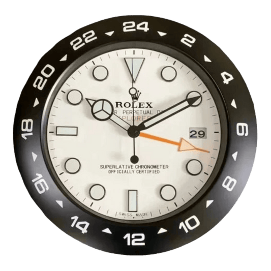 エクスプローラーIIスタイル 高級壁掛け時計 - ブラック＆ホワイト - Primeclocks