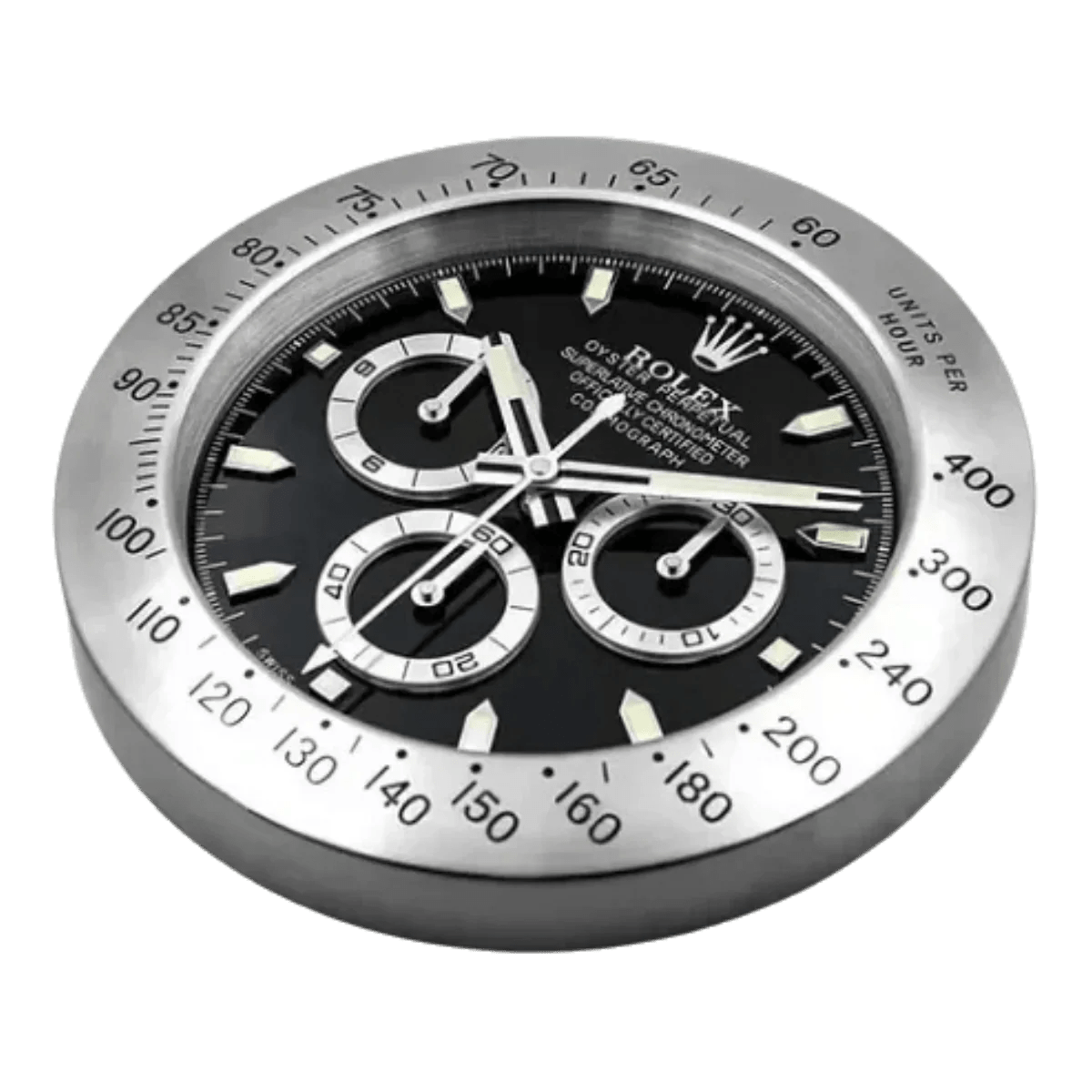 デイトナスタイル 高級壁掛け時計 - スリバー＆ブラック - Primeclocks