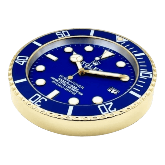 サブマリーナスタイル 高級壁掛け時計 - ゴールド＆ブルー - Primeclocks