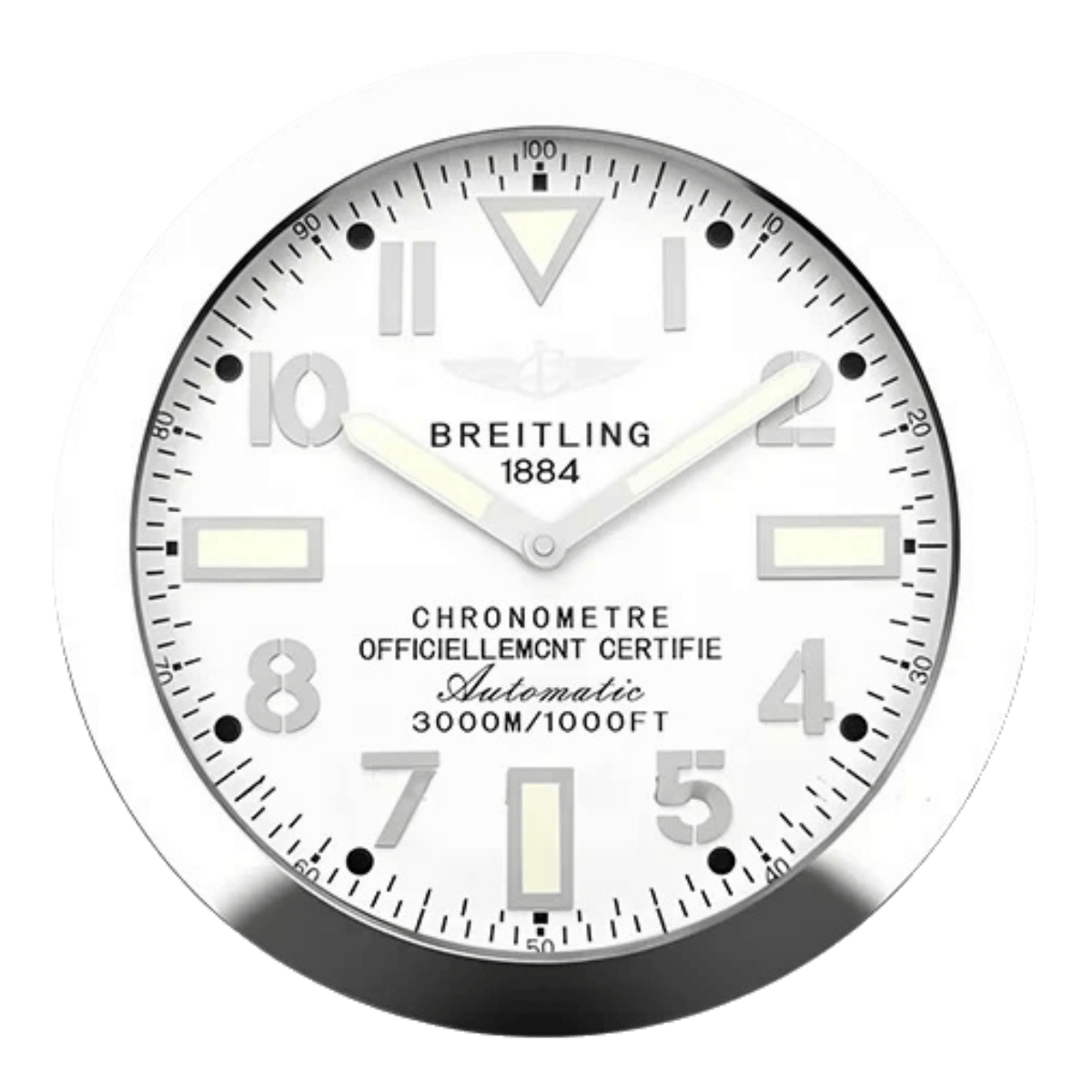 ブライトリング スタイル 高級壁掛け時計 - シルバー＆ホワイト - Primeclocks