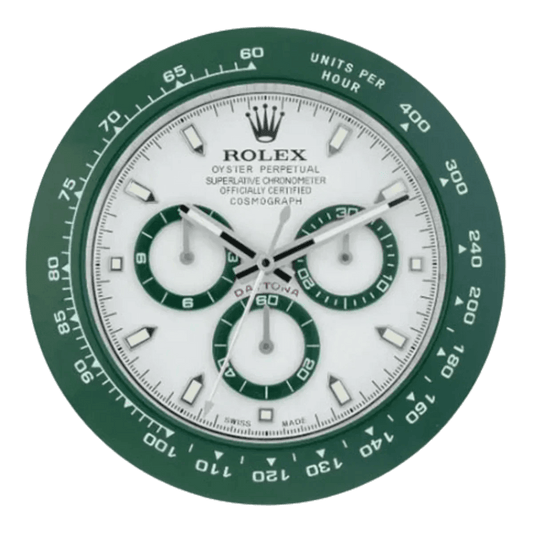 デイトナスタイル 高級壁掛け時計 - グリーン＆ホワイト - Primeclocks
