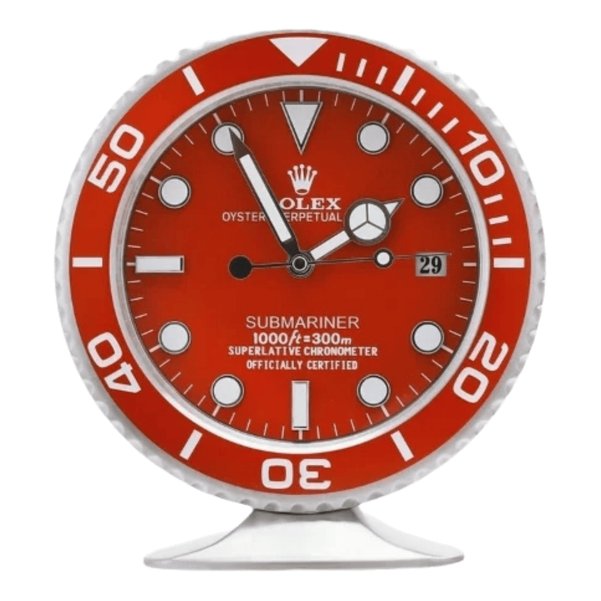 サブマリーナスタイル 高級デスククロック - レッド - Primeclocks