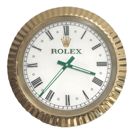 プレジデンシャルスタイル 高級壁掛け時計 - ゴールド、ホワイト＆グリーン - Primeclocks