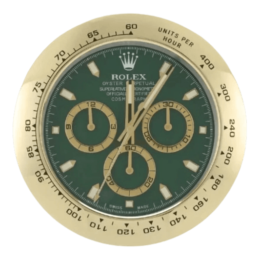 デイトナスタイル 高級壁掛け時計 - ゴールド＆グリーン - Primeclocks