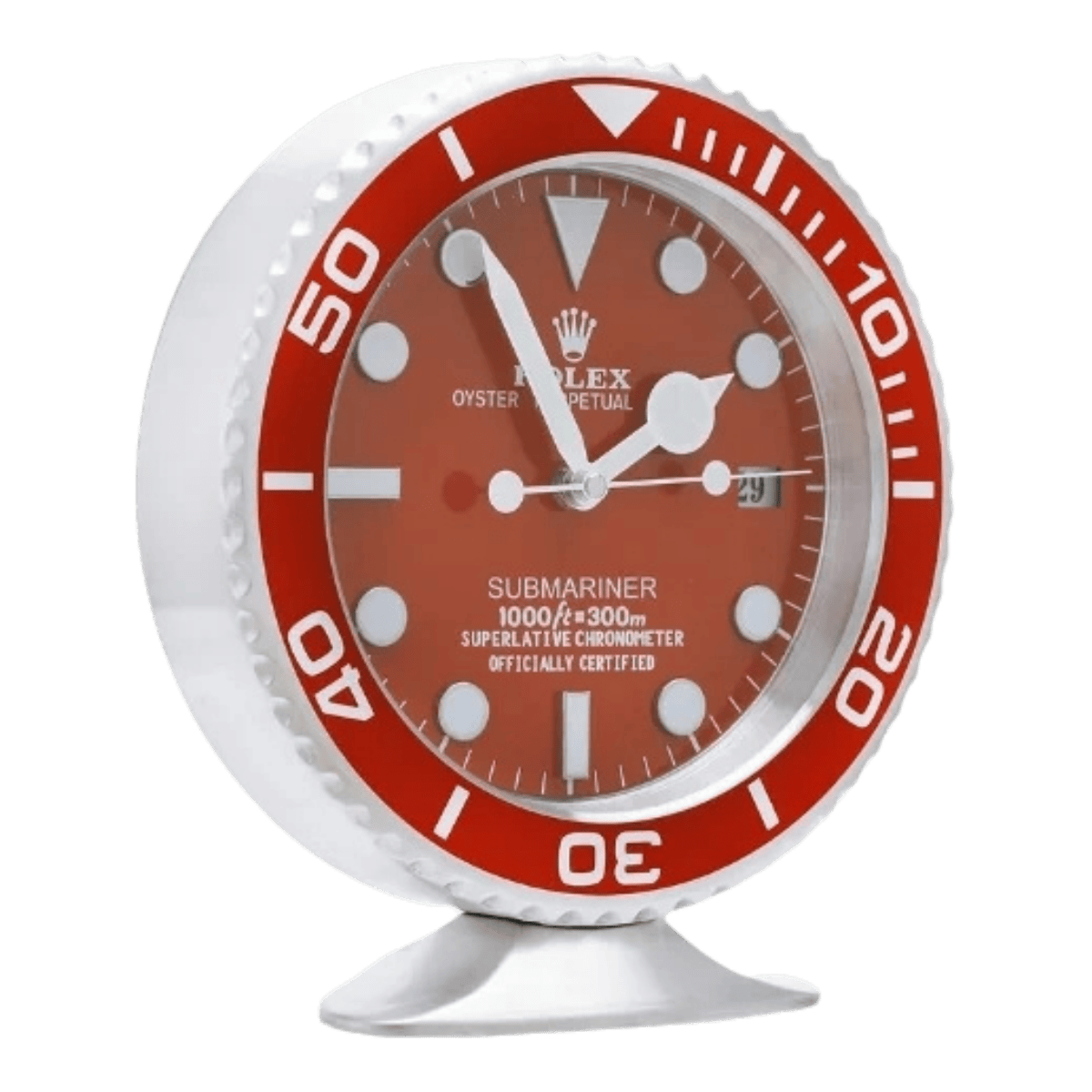 サブマリーナスタイル 高級デスククロック - レッド - Primeclocks